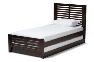 Baxton Studio Sedona Modern Classic Mission Style Dark Brown-Finished Wood Twin Platform Bed with Trundle