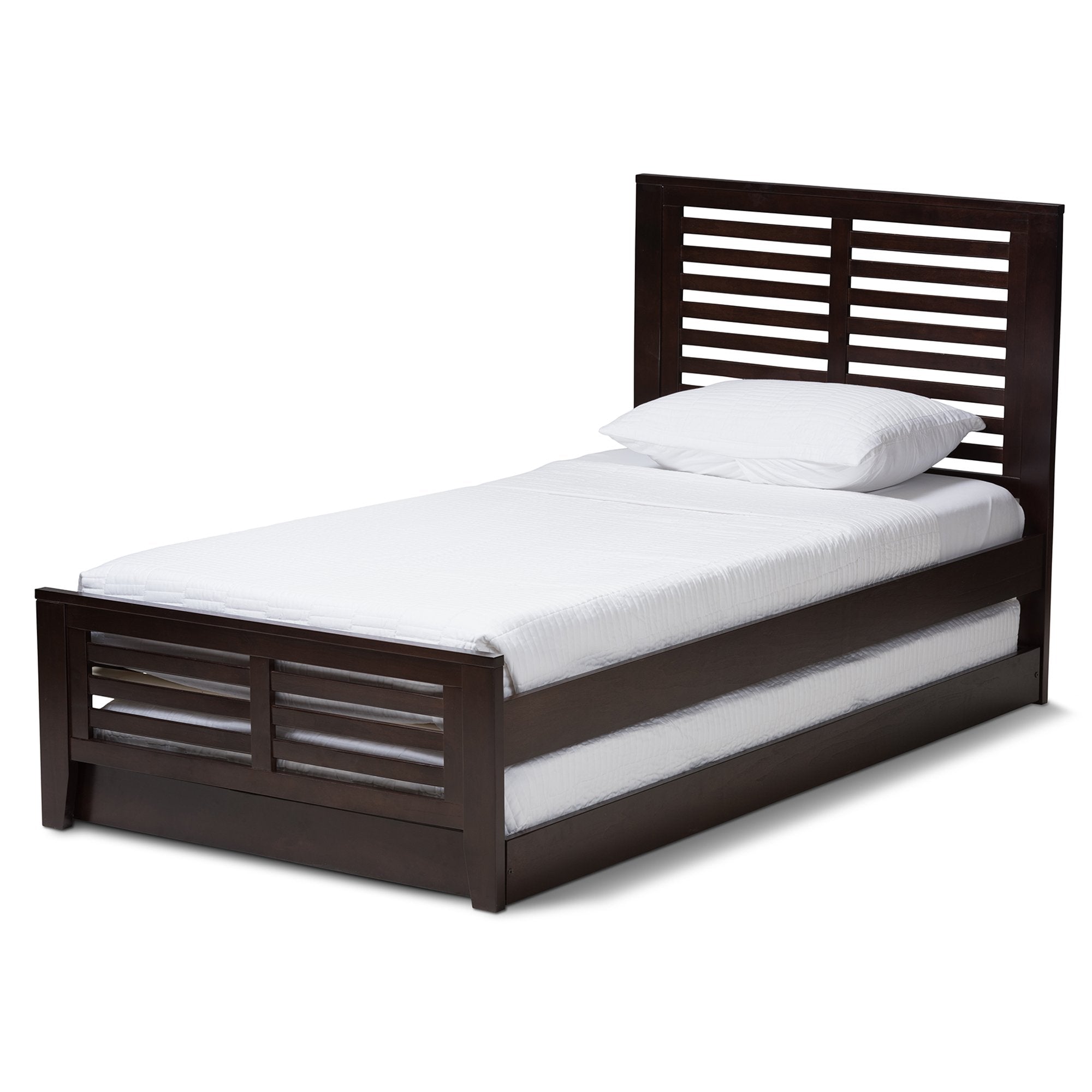 Baxton Studio Sedona Modern Classic Mission Style Dark Brown-Finished Wood Twin Platform Bed with Trundle