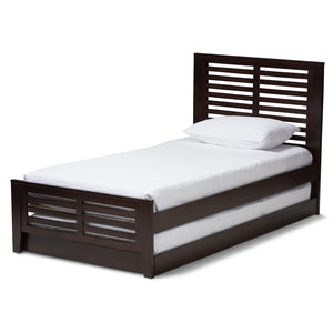 Baxton Studio Sedona Modern Classic Mission Style Dark Brown-Finished Wood Twin Platform Bed with Trundle