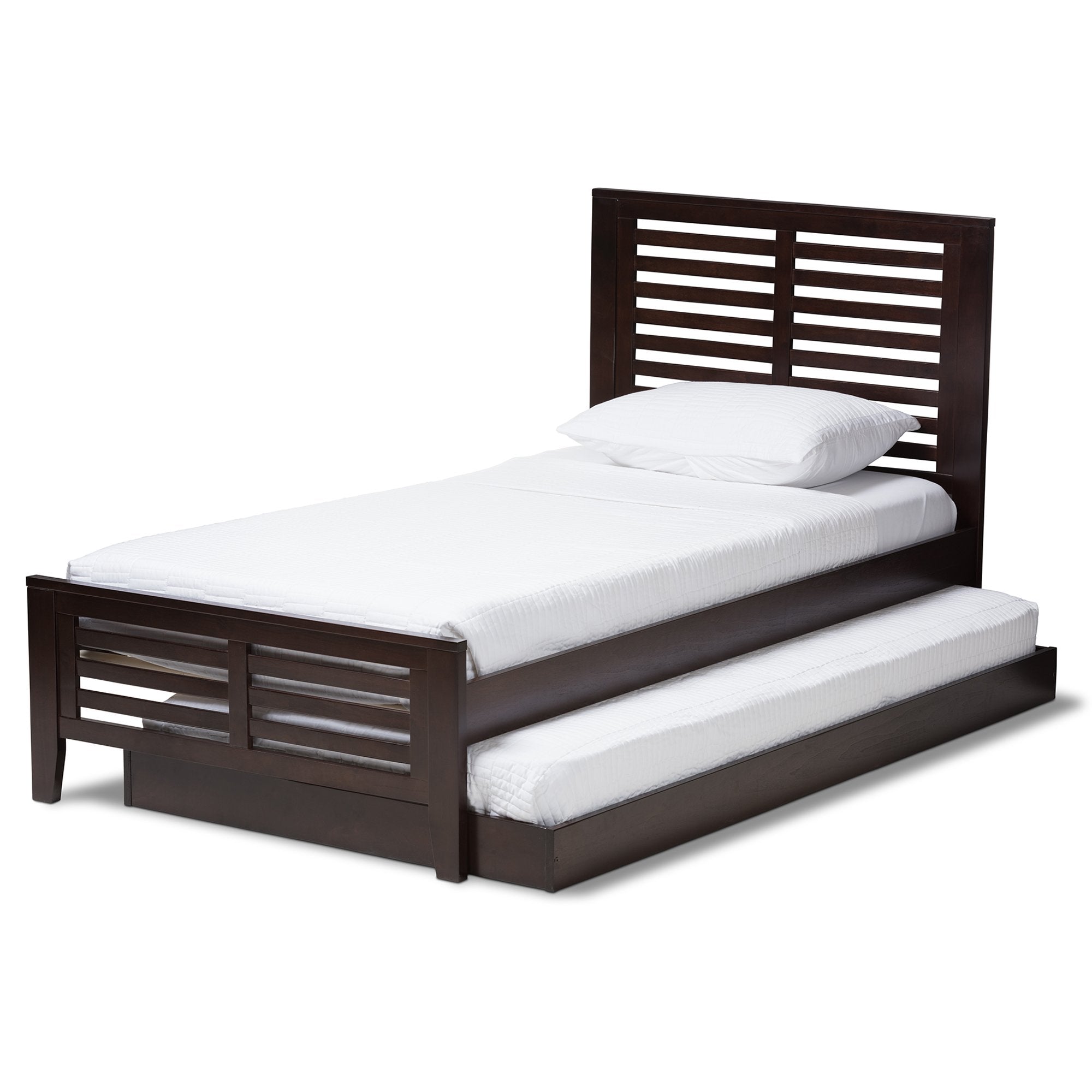 Baxton Studio Sedona Modern Classic Mission Style Dark Brown-Finished Wood Twin Platform Bed with Trundle