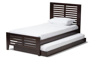 Baxton Studio Sedona Modern Classic Mission Style Dark Brown-Finished Wood Twin Platform Bed with Trundle