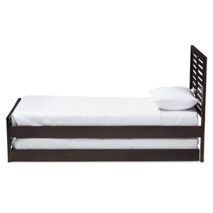 Baxton Studio Sedona Modern Classic Mission Style Dark Brown-Finished Wood Twin Platform Bed with Trundle