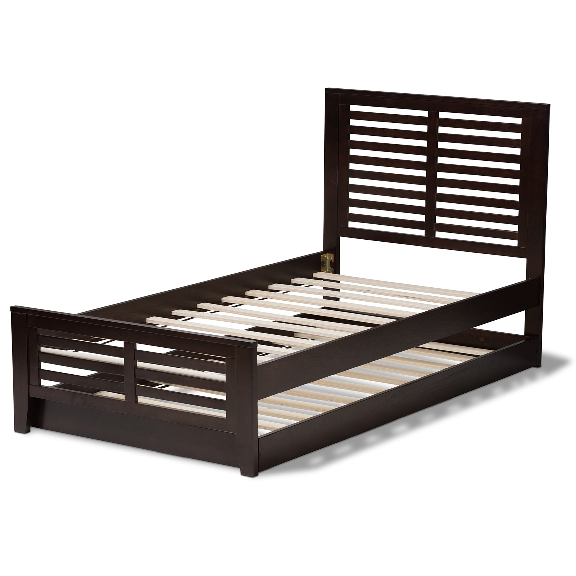 Baxton Studio Sedona Modern Classic Mission Style Dark Brown-Finished Wood Twin Platform Bed with Trundle