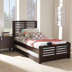 Baxton Studio Sedona Modern Classic Mission Style Dark Brown-Finished Wood Twin Platform Bed with Trundle