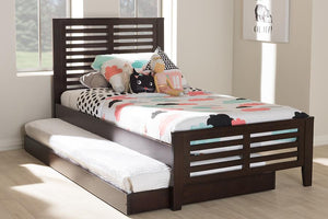 Baxton Studio Sedona Modern Classic Mission Style Dark Brown-Finished Wood Twin Platform Bed with Trundle