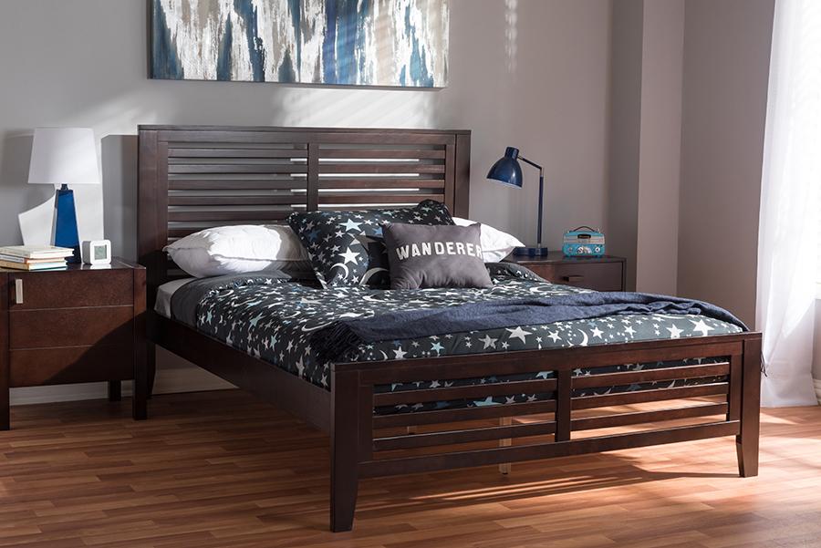 Baxton Studio Sedona Modern Classic Mission Style Espresso Brown-Finished Wood Full Platform Bed