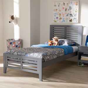 Baxton Studio Sedona Modern Classic Mission Style Grey-Finished Wood Twin Platform Bed