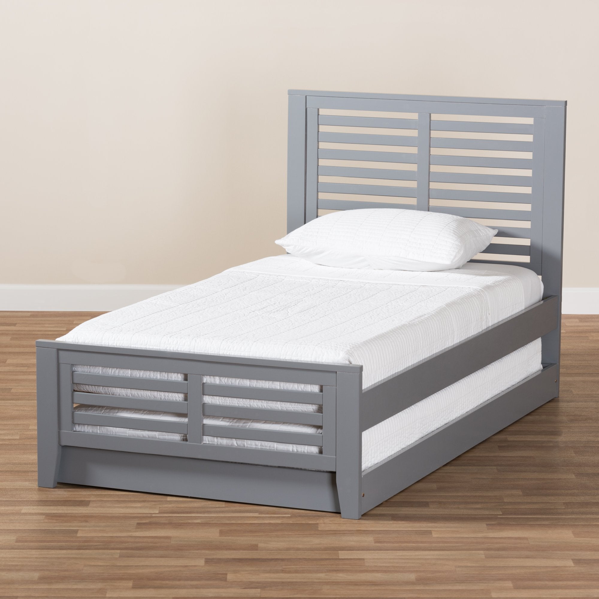 Baxton Studio Sedona Modern Classic Mission Style Grey-Finished Wood Twin Platform Bed with Trundle