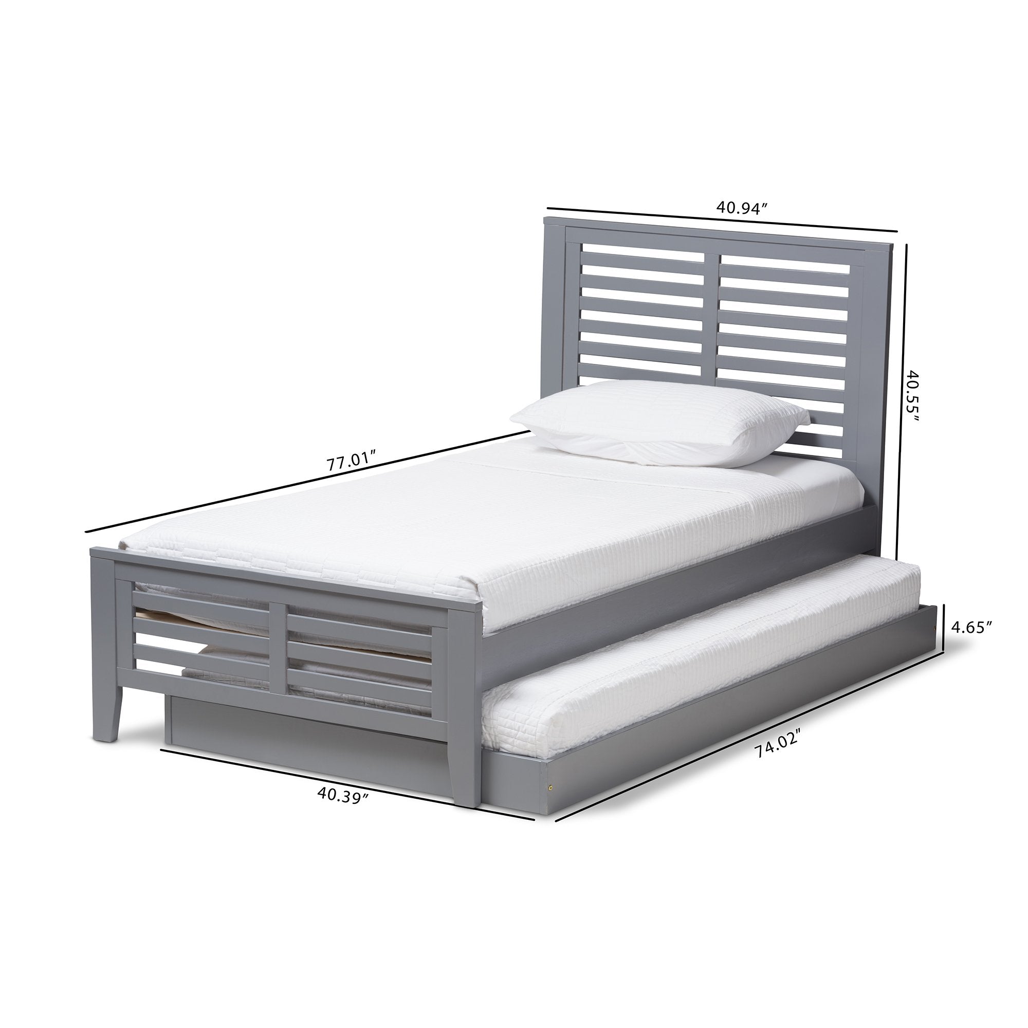 Baxton Studio Sedona Modern Classic Mission Style Grey-Finished Wood Twin Platform Bed with Trundle