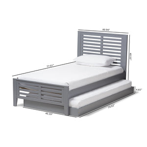 Baxton Studio Sedona Modern Classic Mission Style Grey-Finished Wood Twin Platform Bed with Trundle