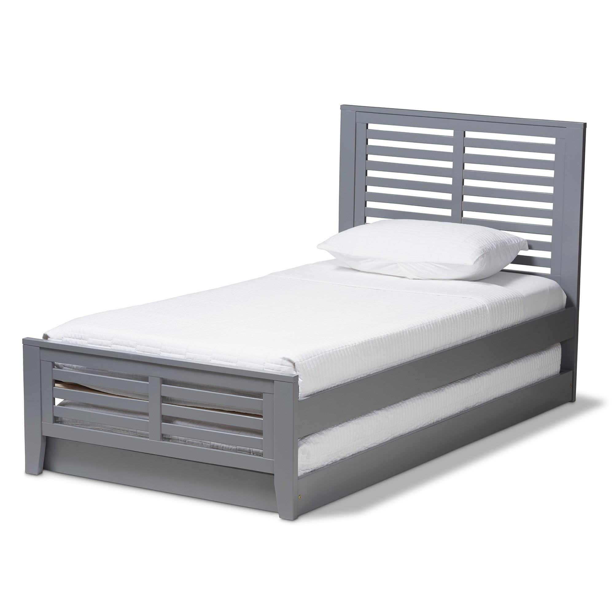 Baxton Studio Sedona Modern Classic Mission Style Grey-Finished Wood Twin Platform Bed with Trundle