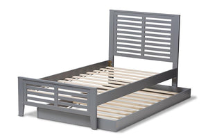 Baxton Studio Sedona Modern Classic Mission Style Grey-Finished Wood Twin Platform Bed with Trundle