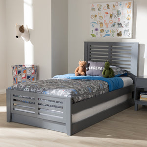 Baxton Studio Sedona Modern Classic Mission Style Grey-Finished Wood Twin Platform Bed with Trundle