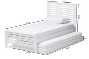 Baxton Studio Sedona Modern Classic Mission Style White-Finished Wood Twin Platform Bed with Trundle