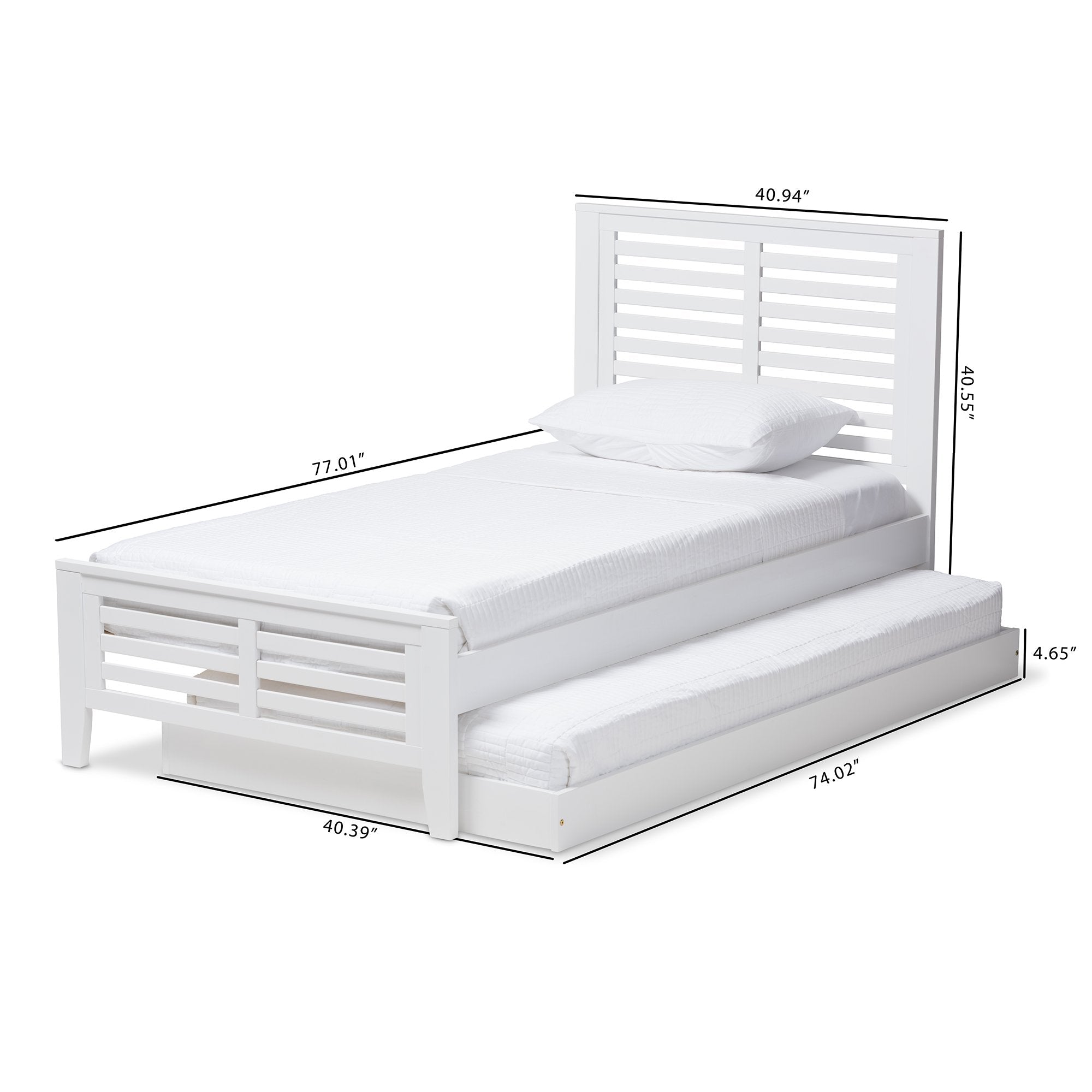 Baxton Studio Sedona Modern Classic Mission Style White-Finished Wood Twin Platform Bed with Trundle