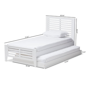 Baxton Studio Sedona Modern Classic Mission Style White-Finished Wood Twin Platform Bed with Trundle