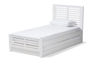 Baxton Studio Sedona Modern Classic Mission Style White-Finished Wood Twin Platform Bed with Trundle