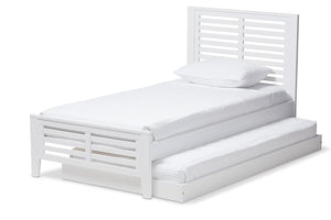 Baxton Studio Sedona Modern Classic Mission Style White-Finished Wood Twin Platform Bed with Trundle