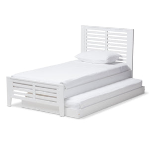 Baxton Studio Sedona Modern Classic Mission Style White-Finished Wood Twin Platform Bed with Trundle