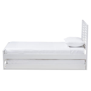 Baxton Studio Sedona Modern Classic Mission Style White-Finished Wood Twin Platform Bed with Trundle