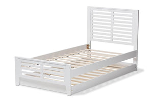 Baxton Studio Sedona Modern Classic Mission Style White-Finished Wood Twin Platform Bed with Trundle