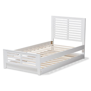 Baxton Studio Sedona Modern Classic Mission Style White-Finished Wood Twin Platform Bed with Trundle