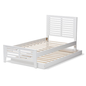 Baxton Studio Sedona Modern Classic Mission Style White-Finished Wood Twin Platform Bed with Trundle