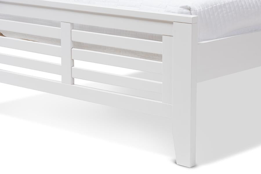 Baxton Studio Sedona Modern Classic Mission Style White-Finished Wood Twin Platform Bed with Trundle