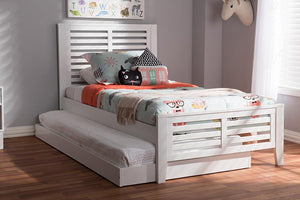 Baxton Studio Sedona Modern Classic Mission Style White-Finished Wood Twin Platform Bed with Trundle