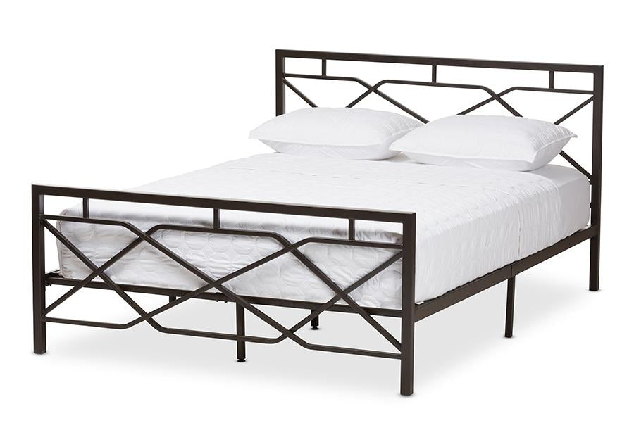 Baxton Studio Shelton Modern And Contemporary Stippled Black Finished Metal Full Size Platform Bed