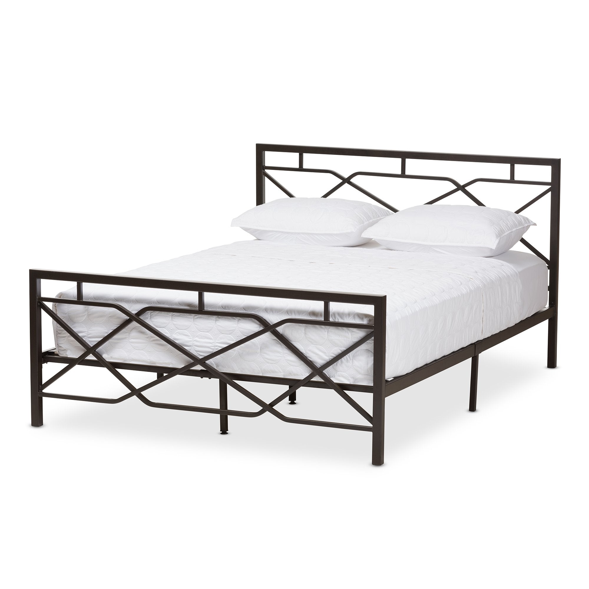 Baxton Studio Shelton Modern And Contemporary Stippled Black Finished Metal Full Size Platform Bed