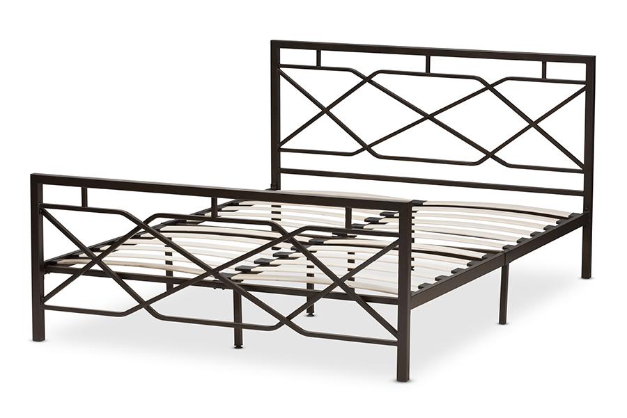 Baxton Studio Shelton Modern And Contemporary Stippled Black Finished Metal Full Size Platform Bed