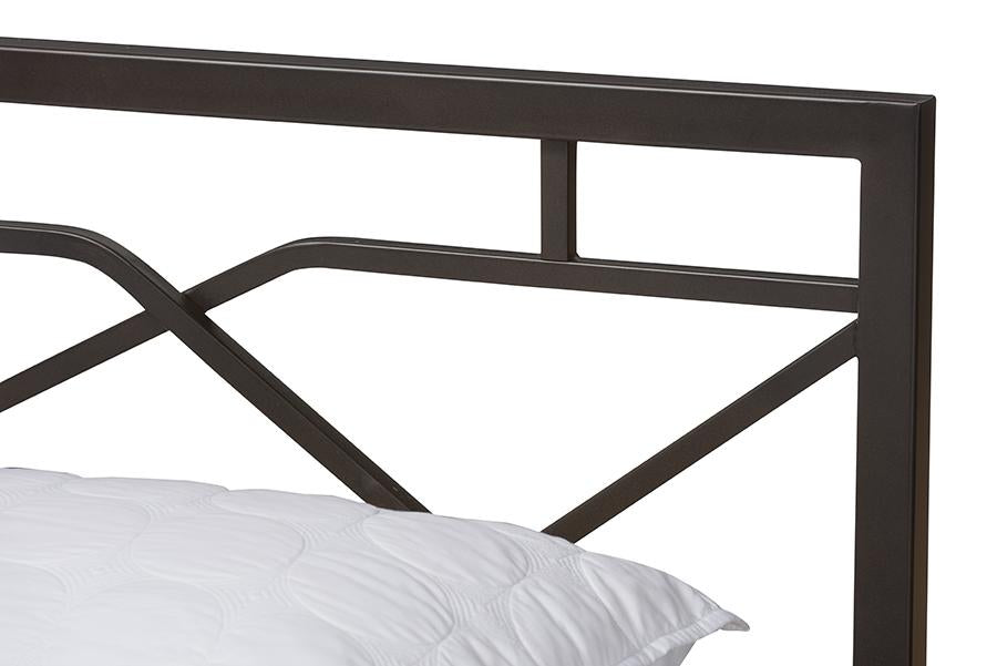 Baxton Studio Shelton Modern And Contemporary Stippled Black Finished Metal Full Size Platform Bed