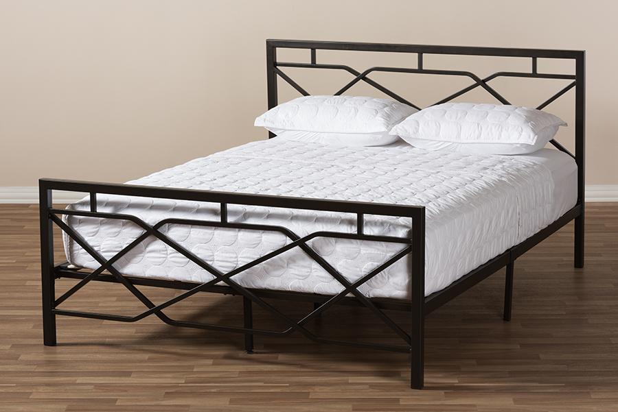 Baxton Studio Shelton Modern And Contemporary Stippled Black Finished Metal Full Size Platform Bed