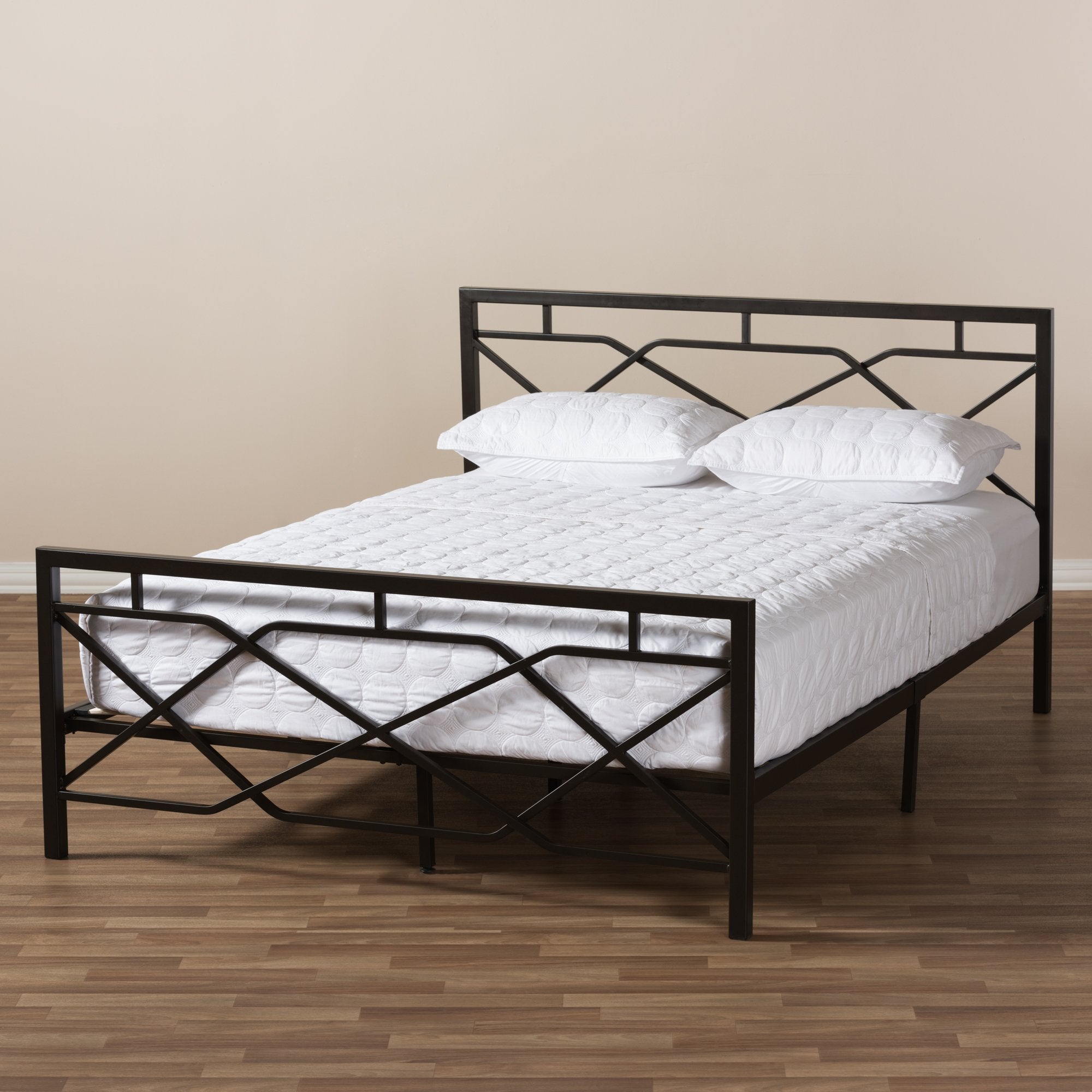 Baxton Studio Shelton Modern And Contemporary Stippled Black Finished Metal Queen Size Platform Bed