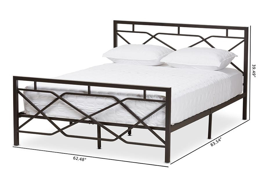 Baxton Studio Shelton Modern And Contemporary Stippled Black Finished Metal Full Size Platform Bed