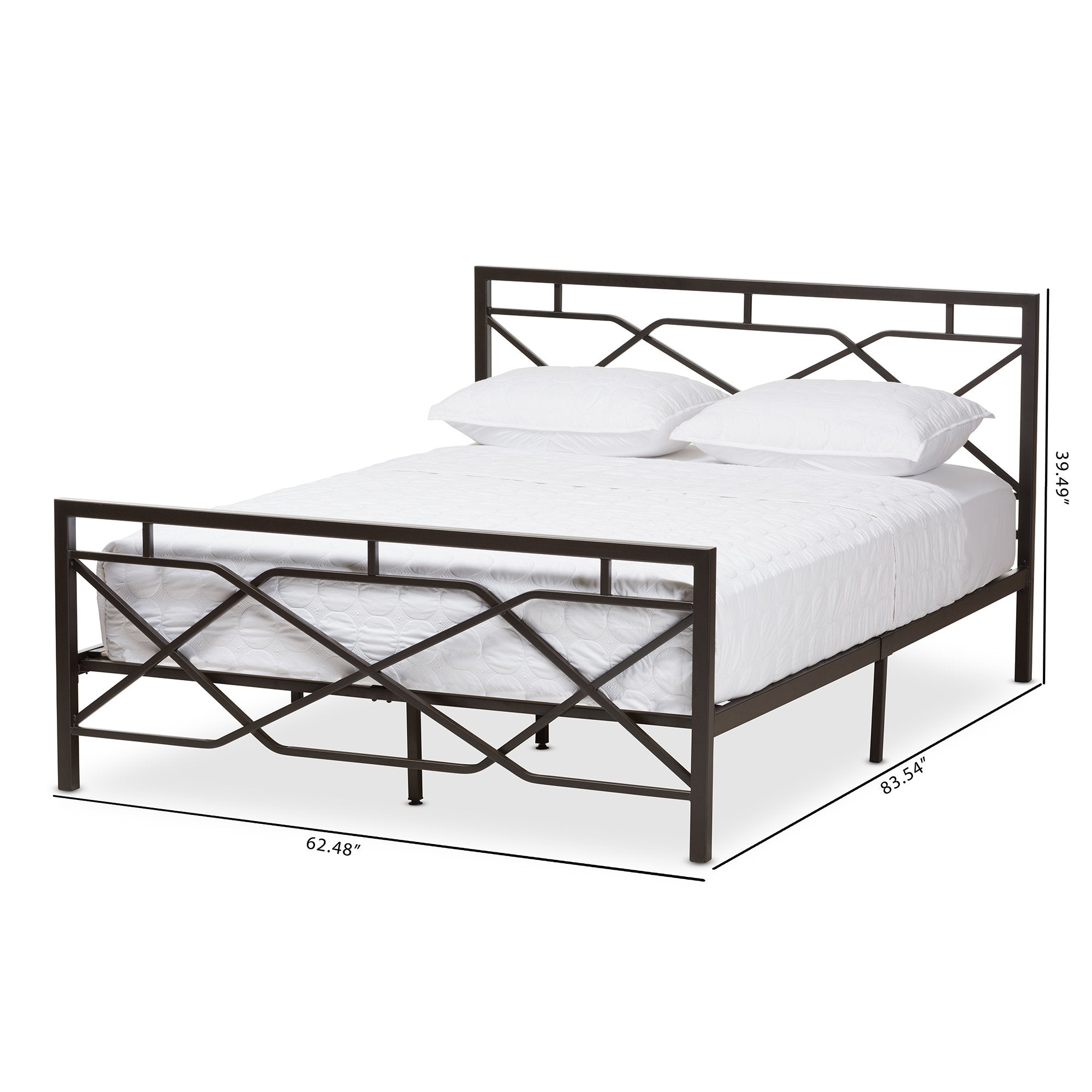 Baxton Studio Shelton Modern And Contemporary Stippled Black Finished Metal Queen Size Platform Bed