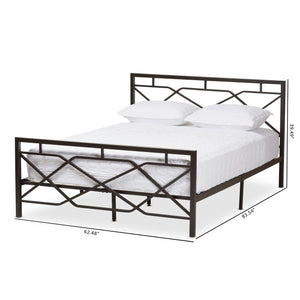 Baxton Studio Shelton Modern And Contemporary Stippled Black Finished Metal Queen Size Platform Bed