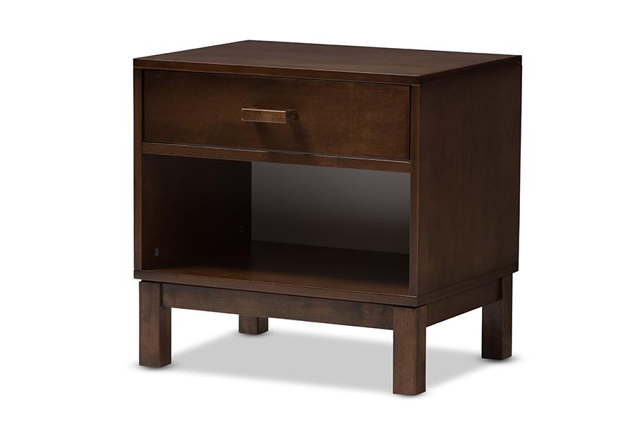 Baxton Studio Deirdre Modern and Contemporary Brown Wood 1-Drawer Nightstand