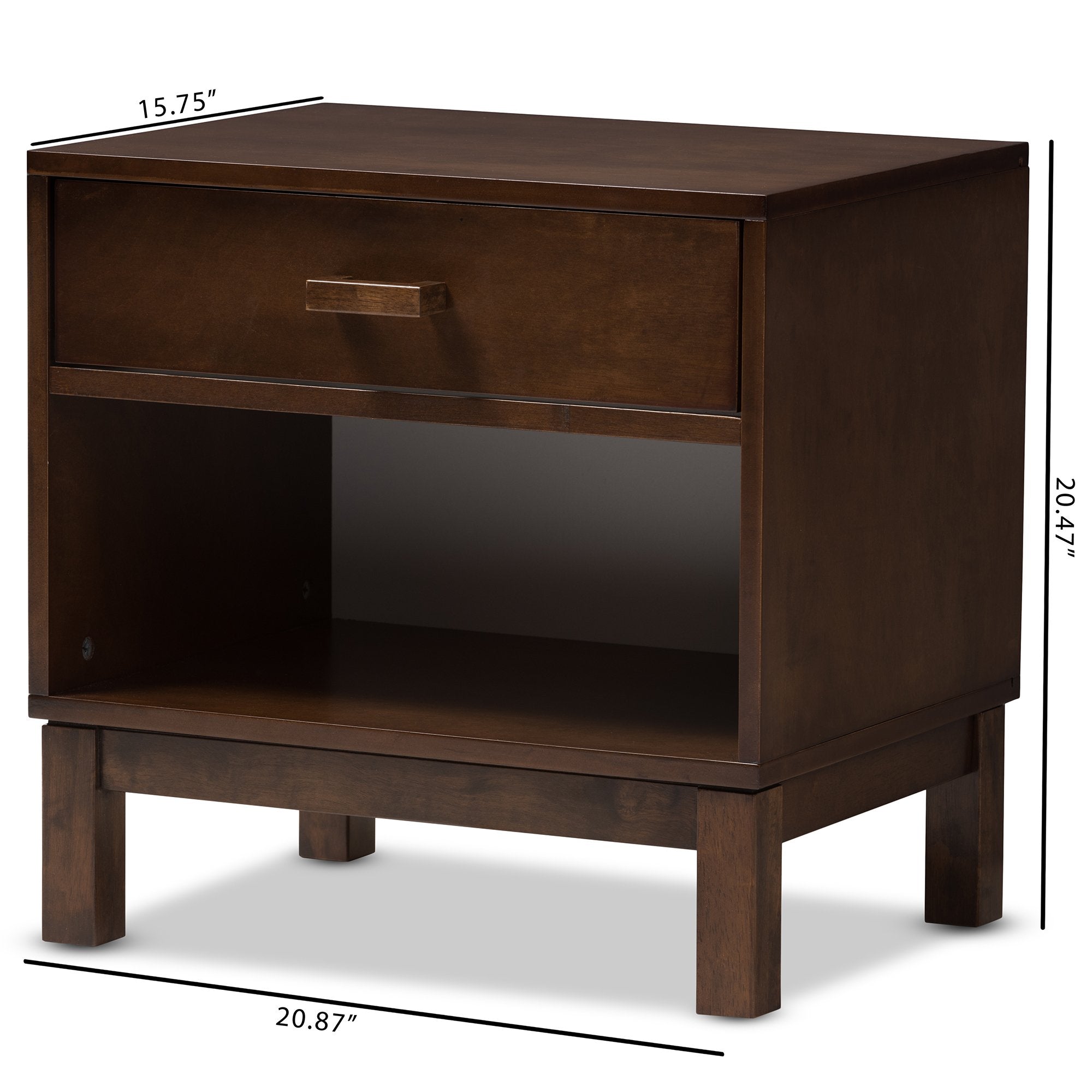 Baxton Studio Deirdre Modern and Contemporary Brown Wood 1-Drawer Nightstand