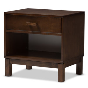 Baxton Studio Deirdre Modern and Contemporary Brown Wood 1-Drawer Nightstand