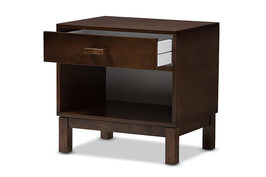 Baxton Studio Deirdre Modern and Contemporary Brown Wood 1-Drawer Nightstand