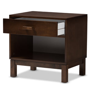 Baxton Studio Deirdre Modern and Contemporary Brown Wood 1-Drawer Nightstand