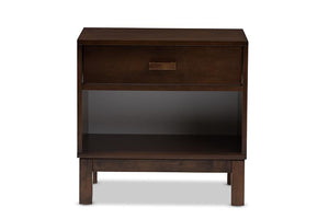 Baxton Studio Deirdre Modern and Contemporary Brown Wood 1-Drawer Nightstand