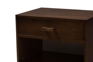 Baxton Studio Deirdre Modern and Contemporary Brown Wood 1-Drawer Nightstand