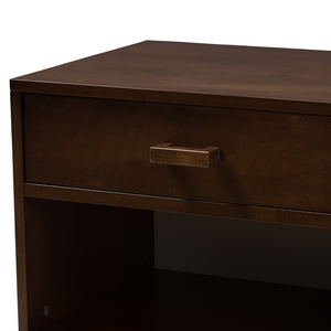 Baxton Studio Deirdre Modern and Contemporary Brown Wood 1-Drawer Nightstand