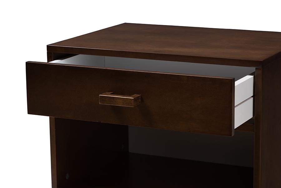 Baxton Studio Deirdre Modern and Contemporary Brown Wood 1-Drawer Nightstand