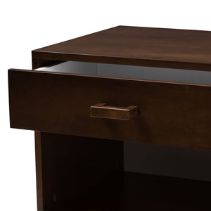 Baxton Studio Deirdre Modern and Contemporary Brown Wood 1-Drawer Nightstand