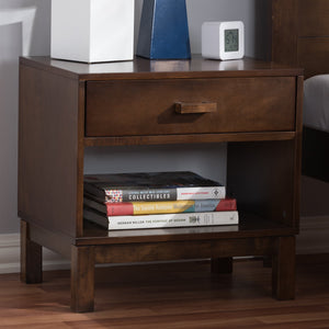 Baxton Studio Deirdre Modern and Contemporary Brown Wood 1-Drawer Nightstand