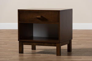 Baxton Studio Deirdre Modern and Contemporary Brown Wood 1-Drawer Nightstand